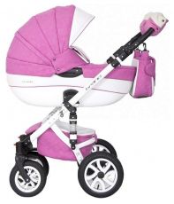 Детская коляска 2 в 1 Riko Brano Ecco 18 Baby Pink (белая кожа – розовая ткань)